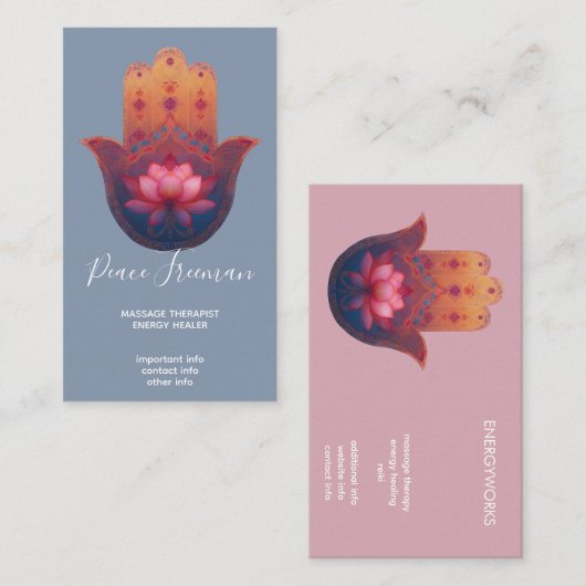 Lotus Zegen | Hamsa Hand Visitekaartje (Voorkant / Achterkant)