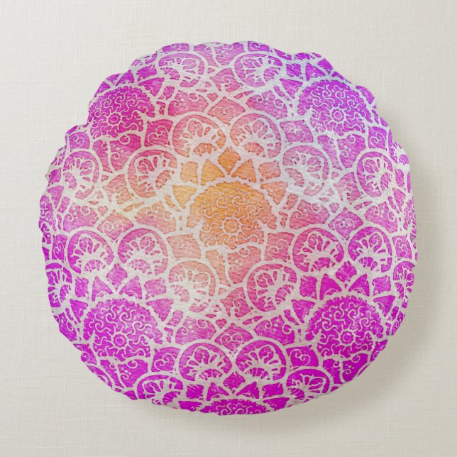 Lotus Zen Meditation Pillow Rond Kussen (Voorkant)