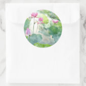 Lotus zomer, pastelroze waterplant ronde sticker (Tas)