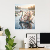 Lotus Zwanen Dawn Meer Poster (Thuiskantoor)