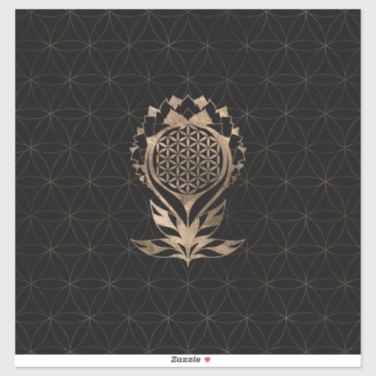 Lotus - zwart en goud sticker (Vel)