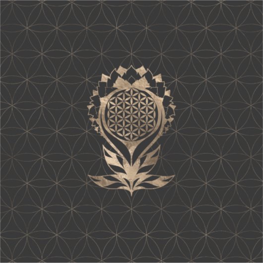 Lotus - zwart en goud sticker (Voorkant)