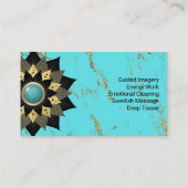 Lotus Zwart & Gouden Bloem Turquoise Yoga Therapeu Visitekaartje (Achterkant)