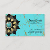 Lotus Zwart & Gouden Bloem Turquoise Yoga Therapeu Visitekaartje (Voorkant)