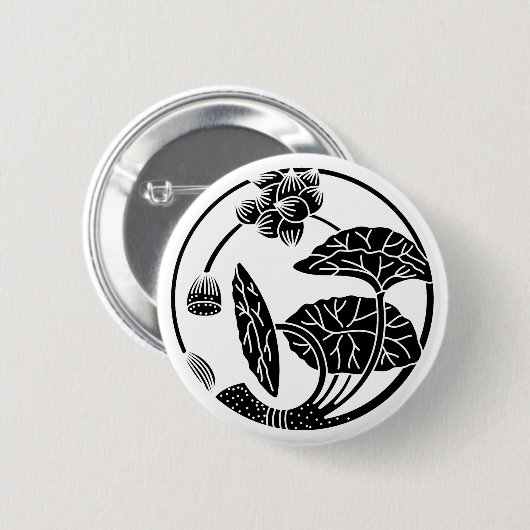 Lotusbloem cirkel ronde button 5,7 cm (Voorkant /achterkant)
