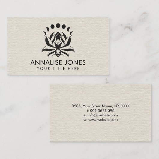 Lotusbloem en maanfasen visitekaartje (Voorkant / Achterkant)