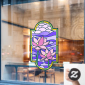 Lotusbloem Gebrandschilderd Glas Privacy Raamsticker (Cafe Raam)