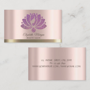 Lotusbloem Glitter Roze Gouden Schoonheidssalon Visitekaartje