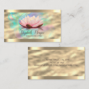 Lotusbloem Goud Streep Roze Goud Holografische Ink Visitekaartje