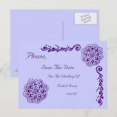 Lotusbloem (Henna) (Paars) Aankondigingskaart (Voorkant / Achterkant)