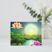 Lotusbloem in een vijver briefkaart (Staand voorkant)