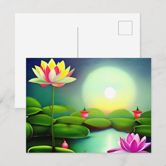Lotusbloem in een vijver briefkaart (Voorkant / Achterkant)