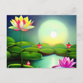 Lotusbloem in een vijver briefkaart (Voorkant)