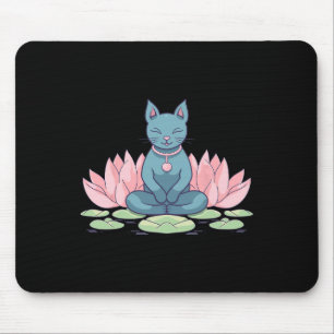 Lotusbloem Kat Op Yoga Meditatie Spiritueel Zen  Muismat