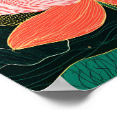 Lotusbloem Kunstprint Moderne Linoleumsnede Botani Poster (Hoek)