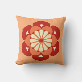 Lotusbloem Mandala, Pastel Oranje en Mandarin Kussen