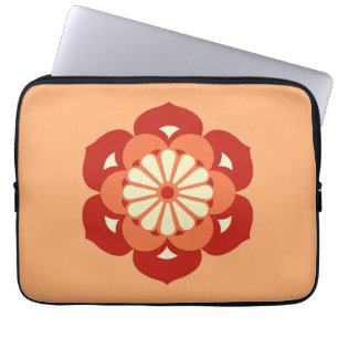 Lotusbloem Mandala, Pastel Oranje en Mandarin Laptop Sleeve