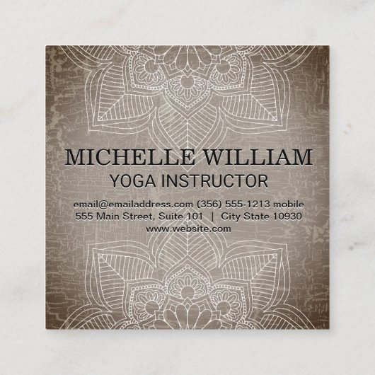 Lotusbloem Mandala Patroon Gemarmerde Textuur Vierkante Visitekaartje (Achterkant)