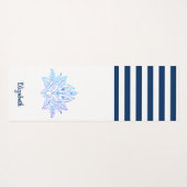 Lotusbloem marineblauw wit gestreept yogamat (Achterkant (horizontaal))