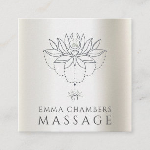 Lotusbloem Massage Therapeut Pearlescent  Vierkante Visitekaartje