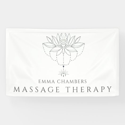 Lotusbloem Massagetherapeut Bedrijf  Spandoek (Horizontaal)