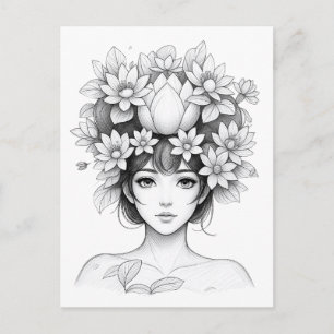 Lotusbloem Meisje Briefkaart