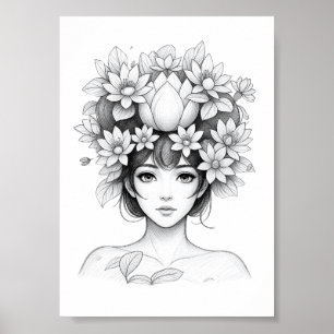 Lotusbloem Meisje Poster