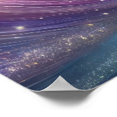 Lotusbloem met kosmische hemel en stromende rivier poster (Hoek)