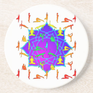 Lotusbloem Met Yoga Oefeningen Zandsteen Onderzetter
