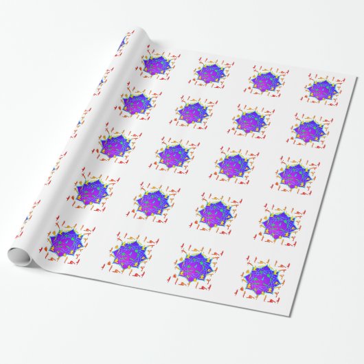 Lotusbloem Met Yogahoudingen Cadeaupapier (Uitgerold)