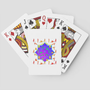 Lotusbloem Met Yogahoudingen Pokerkaarten