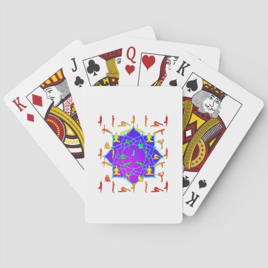 Lotusbloem Met Yogahoudingen Pokerkaarten (Achterkant)