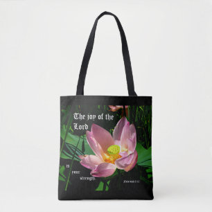 Lotusbloem Nehemia 8:10 Tote Bag