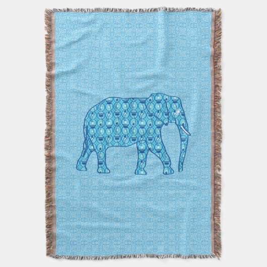 Lotusbloem olifant - turquoise deken (Voorkant Verticaal)