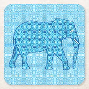 Lotusbloem olifant - turquoise kartonnen onderzetters