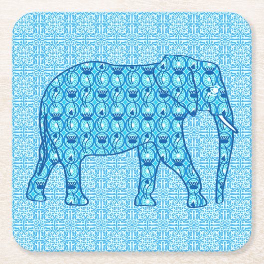 Lotusbloem olifant - turquoise kartonnen onderzetters (Voorkant)
