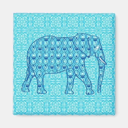 Lotusbloem olifant - turquoise magneet (Voorkant)