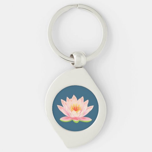 Lotusbloem op blauw sleutelhanger (Voorkant)
