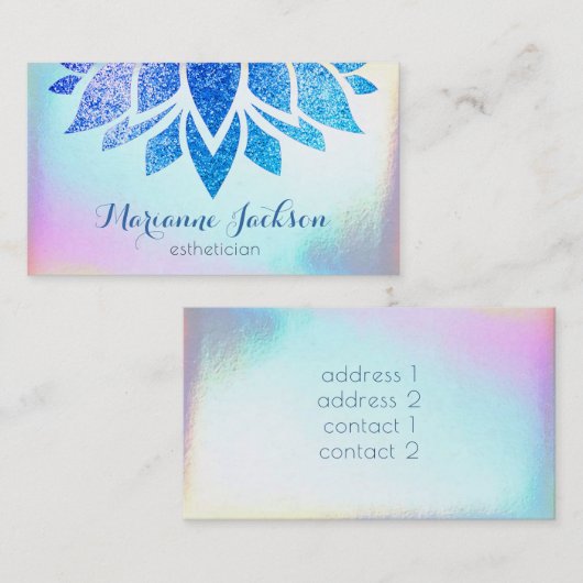 lotusbloem op FAUX iriserende textuur Visitekaartje (Voorkant / Achterkant)