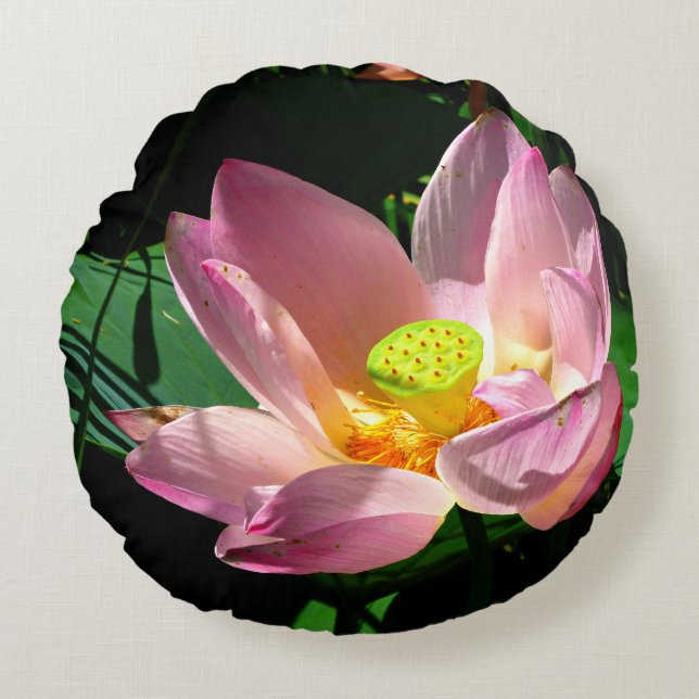 Lotusbloem Rond Kussen (Voorkant)