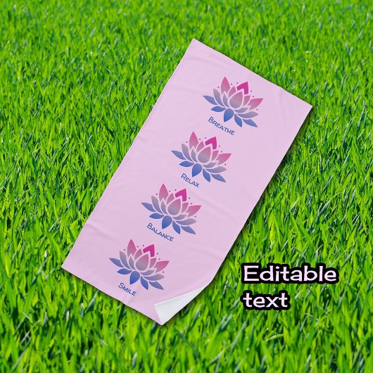 Lotusbloem roze uw tekst strandlaken