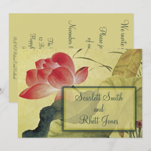Lotusbloem Trouw Uitnodiging (Voorkant / Achterkant)