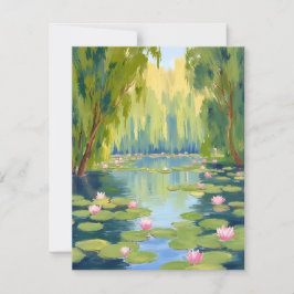 Lotusbloem Vijver | Groene Aquarel Natuur Bedankkaart
