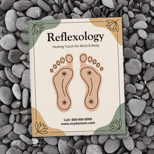Lotusbloem & voetafdruk - reflexologie flyer