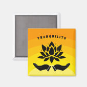 Lotusbloem vredig silhouet geel sinaasappel magneet (Voorkant / Achterkant)