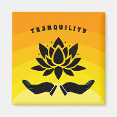 Lotusbloem vredig silhouet geel sinaasappel magneet (Voorkant)