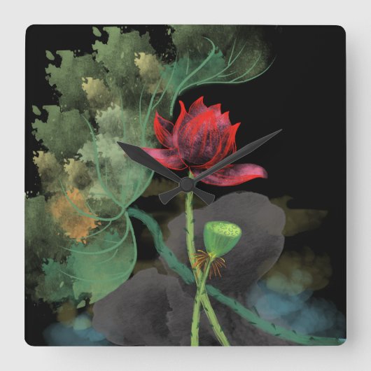 Lotusbloem wandklok  (Voorkant)