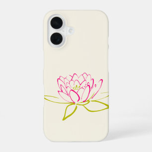 Lotusbloem / Waterlelie op een Crème Achtergrond iPhone 16 Hoesje