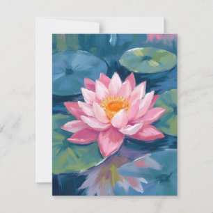 Lotusbloem Waterlelieblad Aquarel Bedankkaart