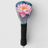 Lotusbloem Waterlelieblad Aquarel Golfheadcover (Voorkant)